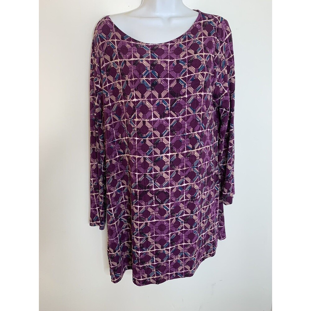 Chicos sz 2 L Travelers Slinky Knit Top Purple Wms 2 US L (09)